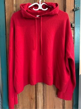 🍄 GAP Cozy Red Knit Hoodie ~ Relaxed Fit